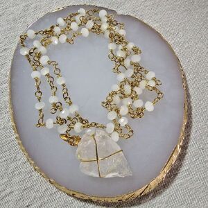 Handmade Native Natural Rough Quartz Arrow Head Pendant Choker Y Drop Necklace